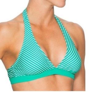 Athleta Zahara Catalina Bikini Cage Top, Green/White, Small